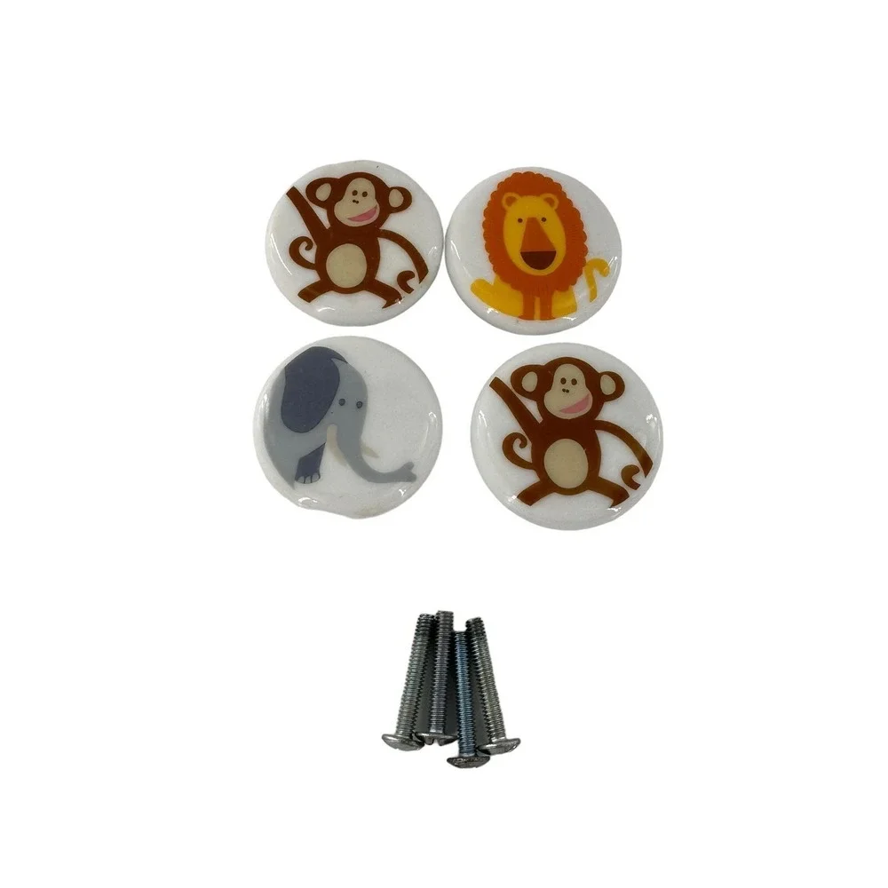 4 Vtg‎ Drawer Knobs Baby Jungle Animals Cabinet Handle Pull Cupboard Hardware